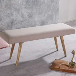 Clearance Wohnen Wohnraum Retro Polsterbank in Beige - Vergavo