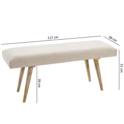 Clearance Wohnen Wohnraum Retro Polsterbank in Beige - Vergavo