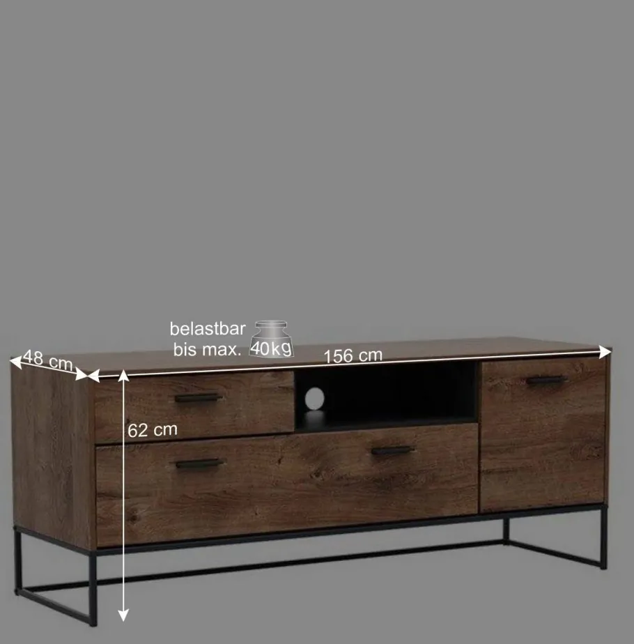 New Wohnen Wohnwand Möbel im Industrial Style - Xindus (dreiteilig)