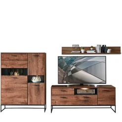 New Wohnen Wohnwand Möbel im Industrial Style - Xindus (dreiteilig)