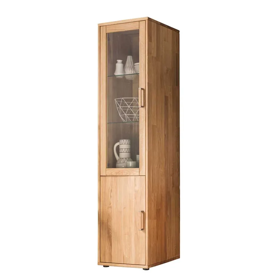 Outlet Wohnen Wohnwand Standvitrine aus Holz - Teano