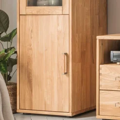 Outlet Wohnen Wohnwand Standvitrine aus Holz - Teano