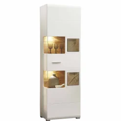 Clearance Wohnen Wohnwand Vitrinenschrank in Weiß Eiche - Lisepio