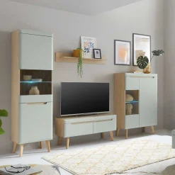 Discount Wohnen Wohnzimmer Anbauwand im Skandi Design - Armina (vierteilig)