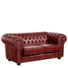 Hot Wohnen Wohnzimmer Couch in Dunkelrot Leder - Tuguda
