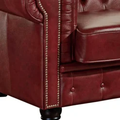 Hot Wohnen Wohnzimmer Couch in Dunkelrot Leder - Tuguda