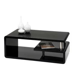 Outlet Wohnen Wohnzimmer Couchtisch in Schwarz hochglänzend - Jusip