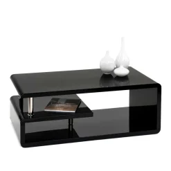 Outlet Wohnen Wohnzimmer Couchtisch in Schwarz hochglänzend - Jusip
