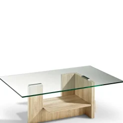 Best Wohnen Wohnzimmer Glastisch auf Säulengestell mit Ablage - Durense