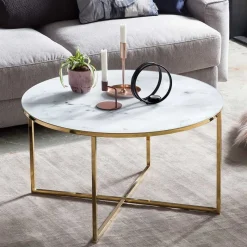 Wohnen Wohnzimmer Glastisch in Marmor Optik - Matchy