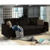 New Wohnen Wohnzimmer Klappcouch in Dunkelbraun Samt - Smento