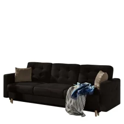 New Wohnen Wohnzimmer Klappcouch in Dunkelbraun Samt - Smento