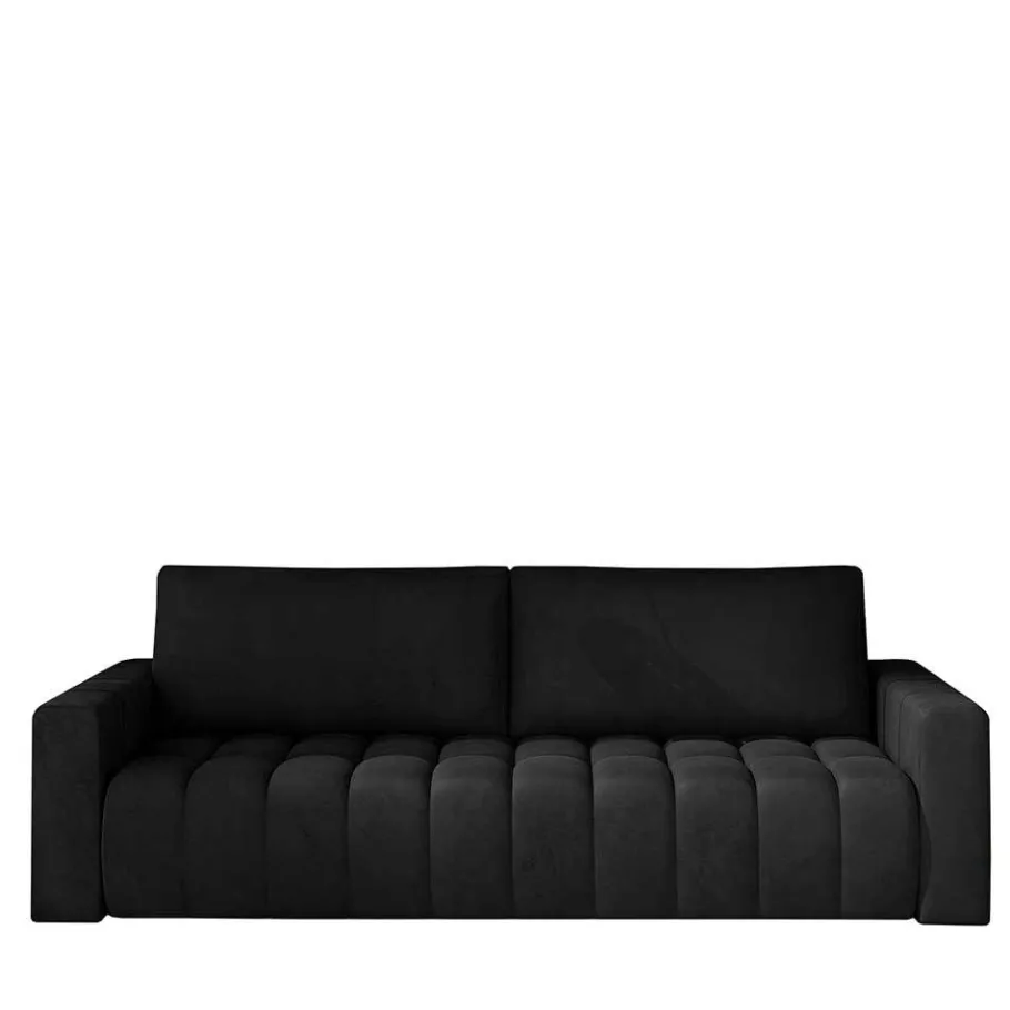 Discount Wohnen Wohnzimmer Klappsofa in Schwarz Samt - Graland
