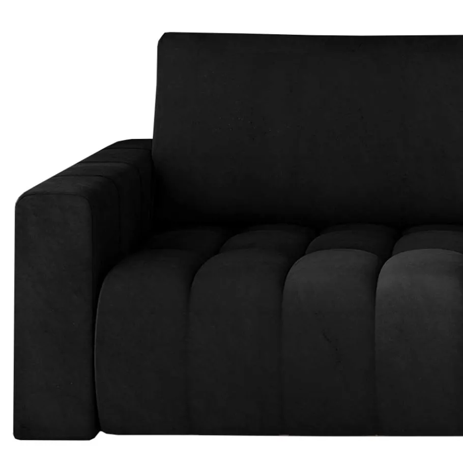 Discount Wohnen Wohnzimmer Klappsofa in Schwarz Samt - Graland