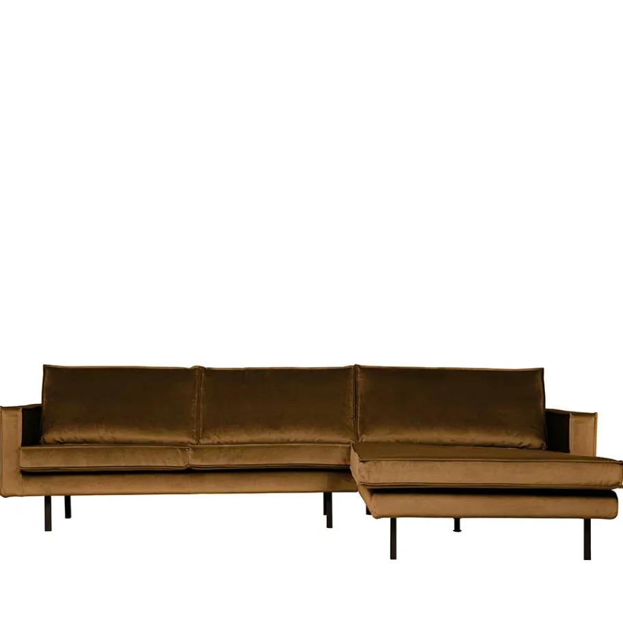 Online Wohnen Wohnzimmer L Couch in Honigfarben Samt - Saguan