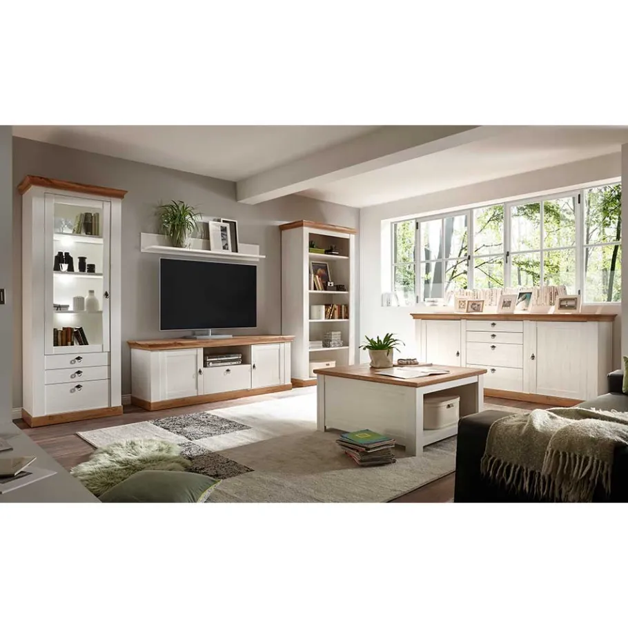 Discount Wohnen Wohnzimmer Landhausmöbel Set - Diatara (sechsteilig)