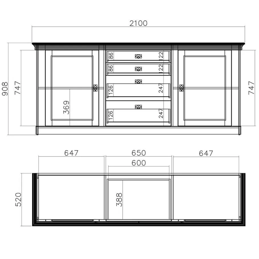 Discount Wohnen Wohnzimmer Landhausmöbel Set - Diatara (sechsteilig)