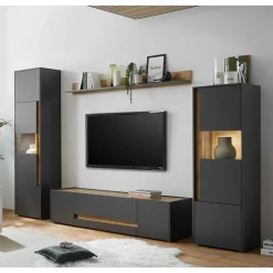 New Wohnen Wohnzimmer Möbel Wohnwand günstig - Ahilav (vierteilig)