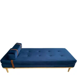 Clearance Wohnen Wohnzimmer Polsterliege in Blau Samt - Symatra