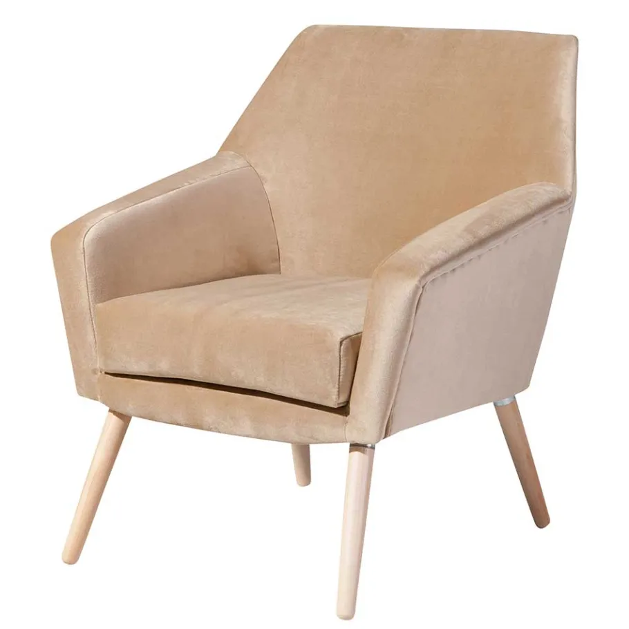 Hot Wohnen Wohnzimmer Polstersessel in Beige Samtvelours - Enzuena