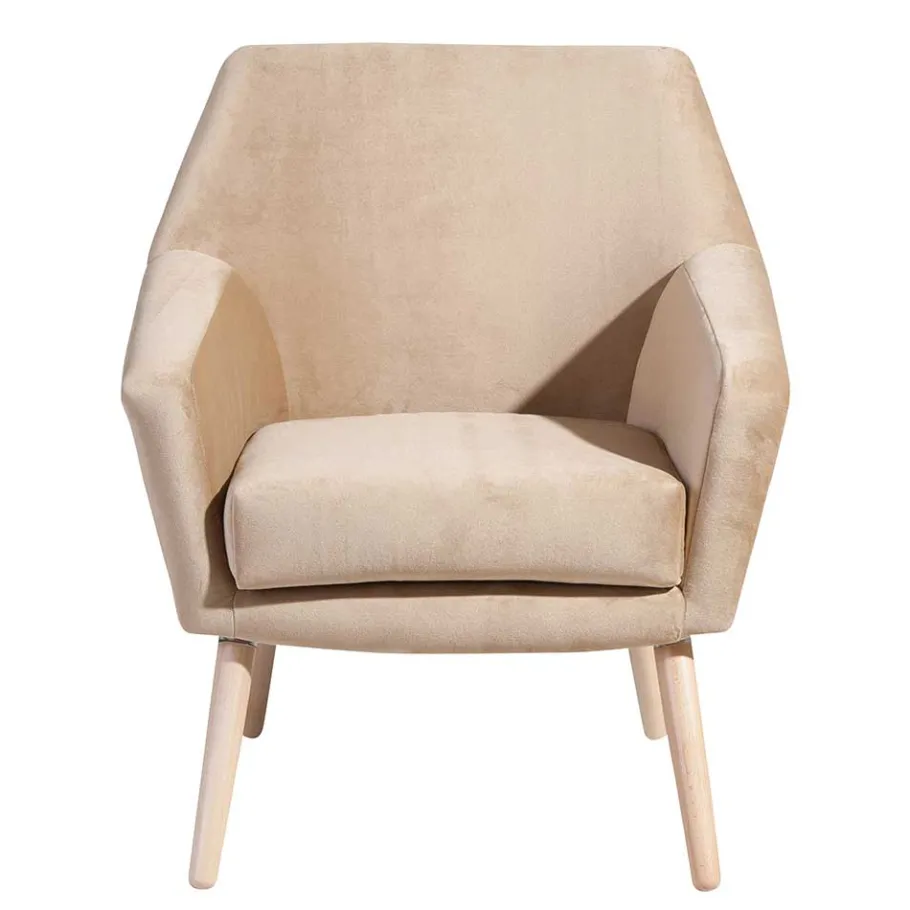 Hot Wohnen Wohnzimmer Polstersessel in Beige Samtvelours - Enzuena