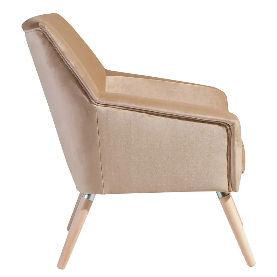 Hot Wohnen Wohnzimmer Polstersessel in Beige Samtvelours - Enzuena