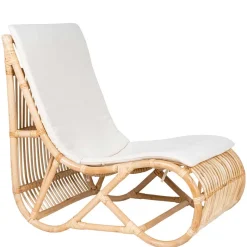 New Wohnen Wohnzimmer Rattan Loungestuhl in Natur - Abramas