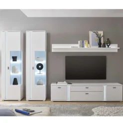 Clearance Wohnen Wohnzimmer Schrank & Regal Set in Weiß - Tirol (vierteilig)