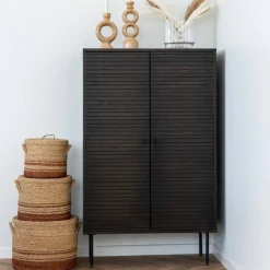 Discount Wohnen Wohnzimmer Schrank mit dunklem Furnier in Braun - Wega