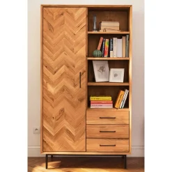 Discount Wohnen Wohnzimmer Schrank mit Tür Fischgrät Optik - Kerfa