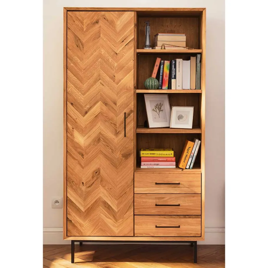 Discount Wohnen Wohnzimmer Schrank mit Tür Fischgrät Optik - Kerfa