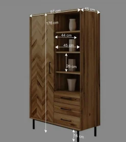Discount Wohnen Wohnzimmer Schrank mit Tür Fischgrät Optik - Kerfa