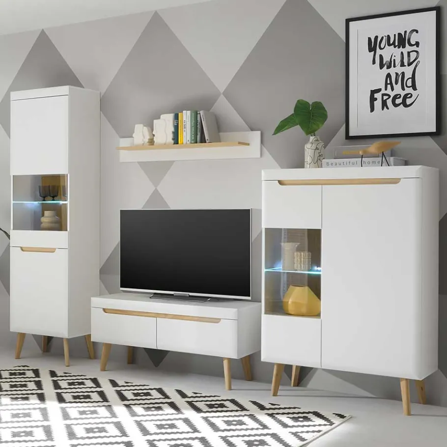 Best Wohnen Wohnzimmer Schrankset im Skandi Design - Ginko (vierteilig)