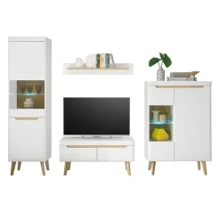 Best Wohnen Wohnzimmer Schrankset im Skandi Design - Ginko (vierteilig)