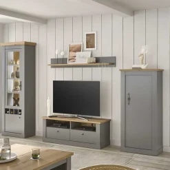 Discount Wohnen Wohnzimmer Schränke & Regal in Lichtgrau - Buleta (vierteilig)