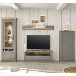 Discount Wohnen Wohnzimmer Schränke & Regal in Lichtgrau - Buleta (vierteilig)