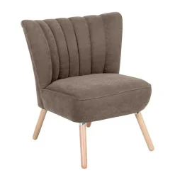 Discount Wohnen Wohnzimmer Sessel in Beigegrau Velours - Vomano