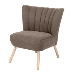 Discount Wohnen Wohnzimmer Sessel in Beigegrau Velours - Vomano