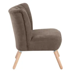 Discount Wohnen Wohnzimmer Sessel in Beigegrau Velours - Vomano