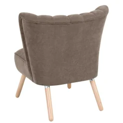Discount Wohnen Wohnzimmer Sessel in Beigegrau Velours - Vomano