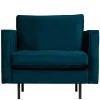 Discount Wohnen Wohnzimmer Sessel in Blau Samt - Cumagon