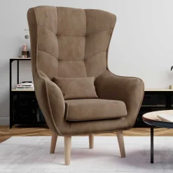 Clearance Wohnen Wohnzimmer Sessel in Hellbraun Samtbezug - Cooking