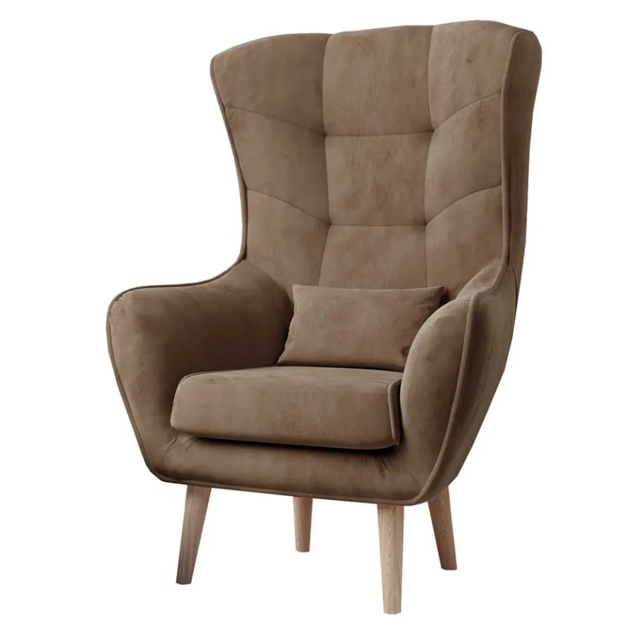 Clearance Wohnen Wohnzimmer Sessel in Hellbraun Samtbezug - Cooking
