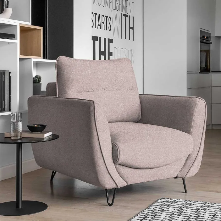 Outlet Wohnen Wohnzimmer Sessel in Hellrosa - Udiessa