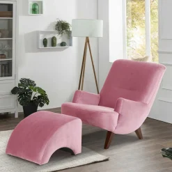 Online Wohnen Wohnzimmer Sessel in Rosa und Nussbaum - Jily