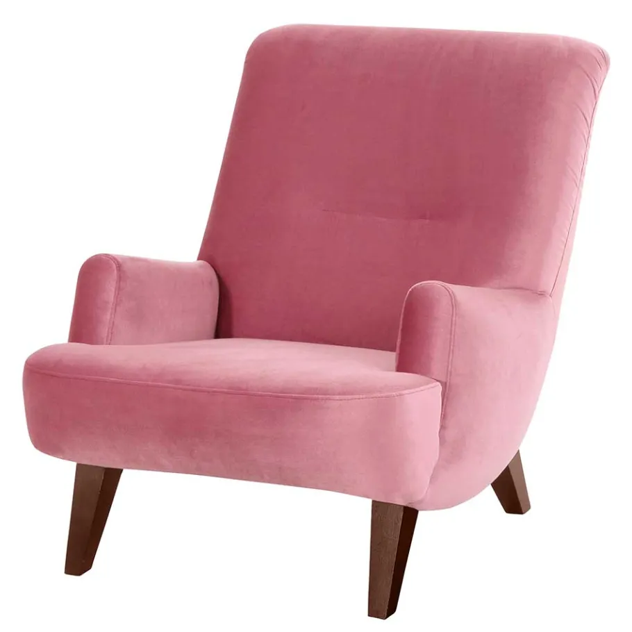 Online Wohnen Wohnzimmer Sessel in Rosa und Nussbaum - Jily