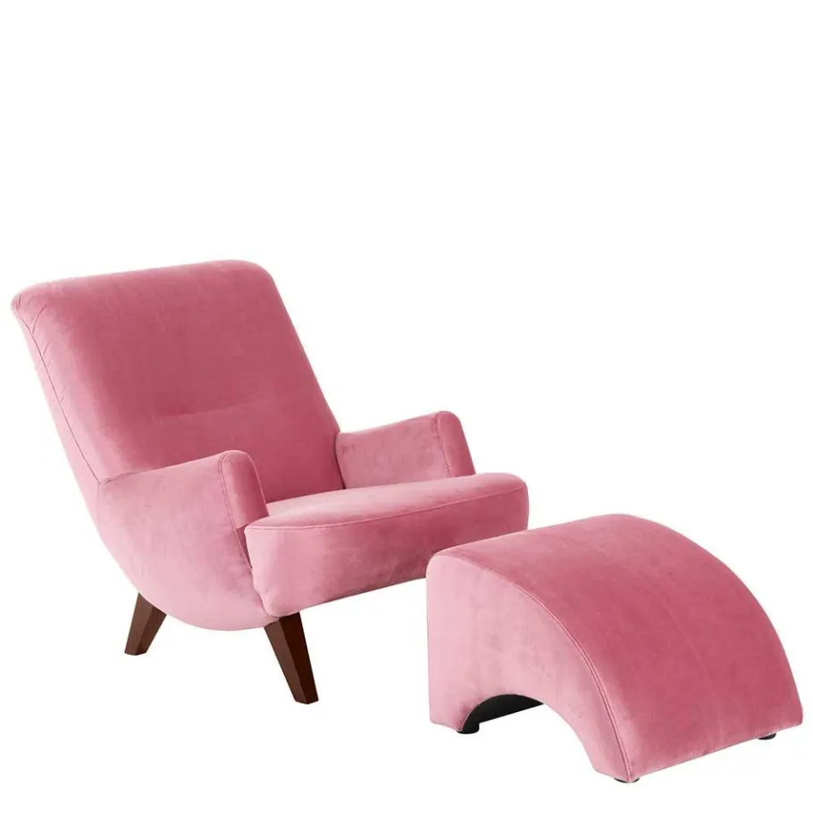 Online Wohnen Wohnzimmer Sessel in Rosa und Nussbaum - Jily