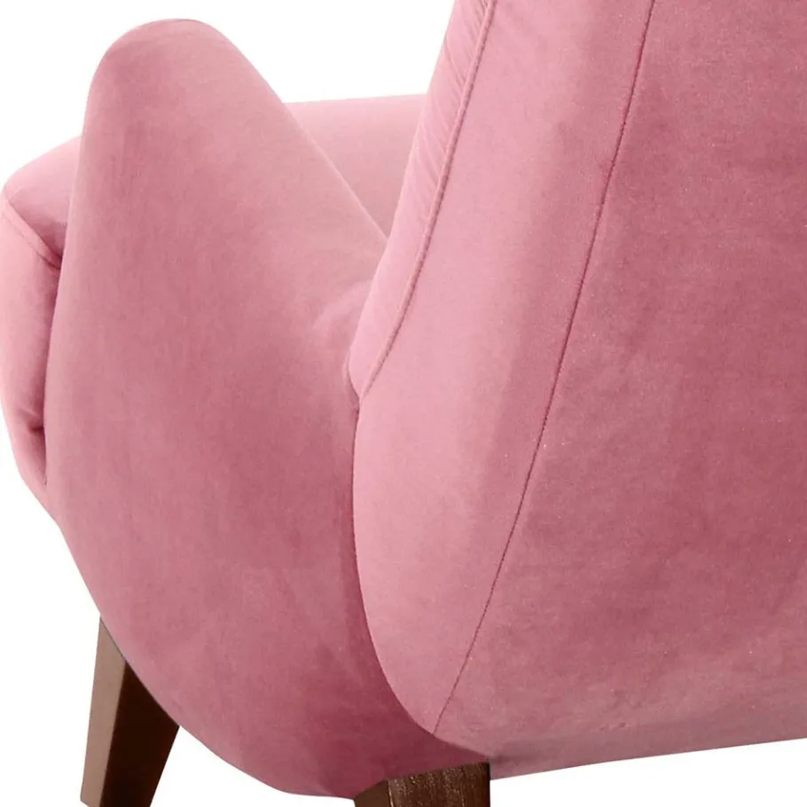 Online Wohnen Wohnzimmer Sessel in Rosa und Nussbaum - Jily