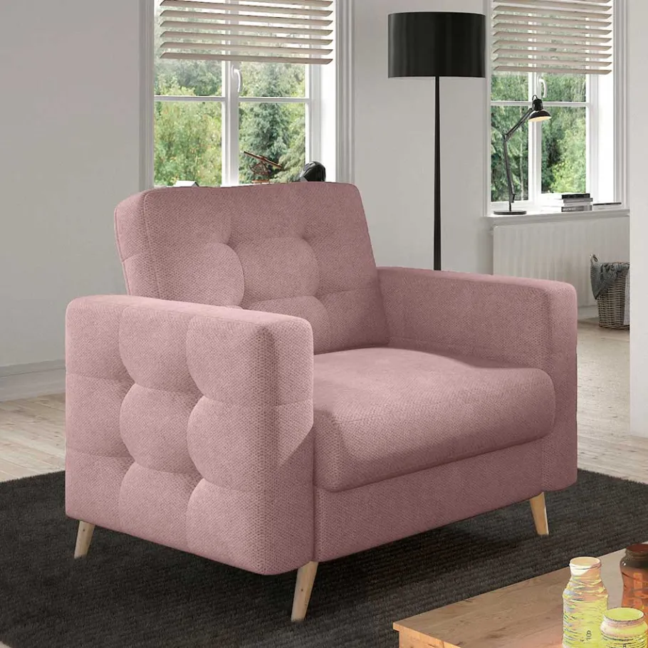 Discount Wohnen Wohnzimmer Stoffsessel in Altrosa - Graland