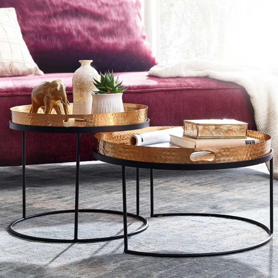Clearance Wohnen Wohnzimmer Tablett-Tische in Gold - Viborg (zweiteilig)